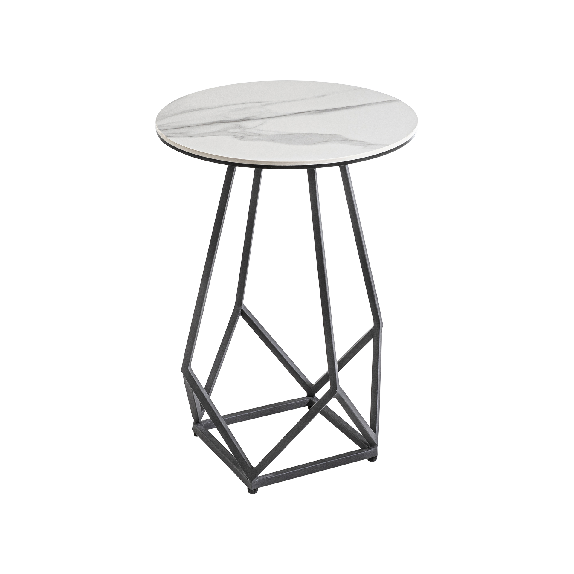 Couchtisch Glace Tischplatte Keramik Hell Gestell Schwarz 40*40*50
